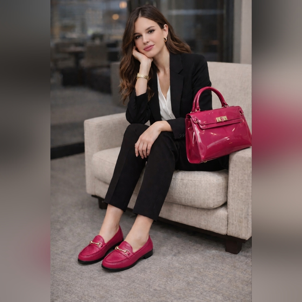 Baldinini Trend Women Shoes Patent Leather Horsebit Loafers Pink EU 36 US 6